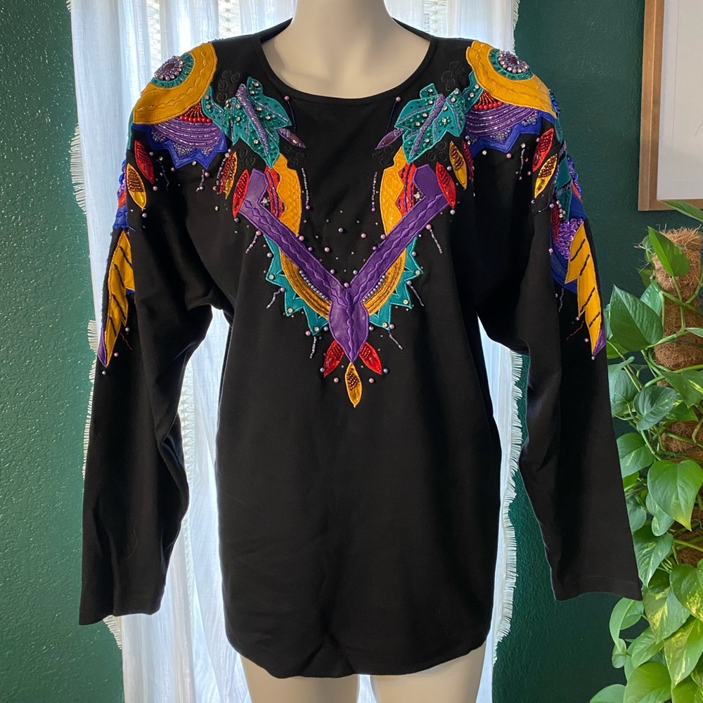 Vintage 90’s Beaded Long Sleeve Erez Blouse